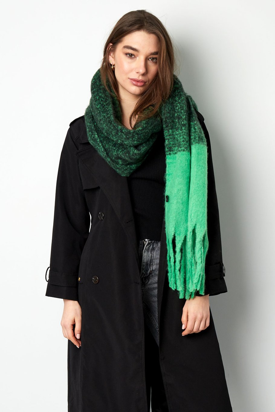 Bunter Schal beige schwarz Bild6